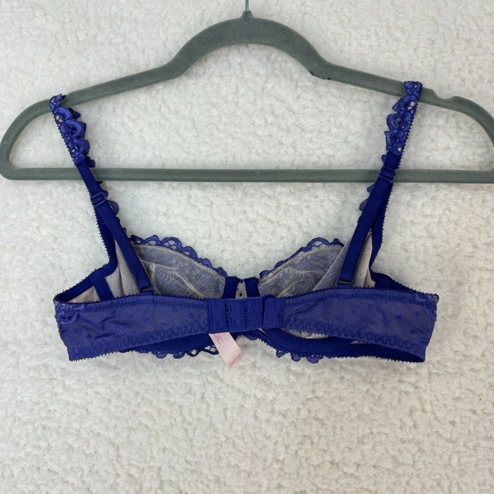 Victoria's Secret Purple Lace Demi Cut Bra Womens Unlined Underwired Size 32-A - Picture 4 of 8
